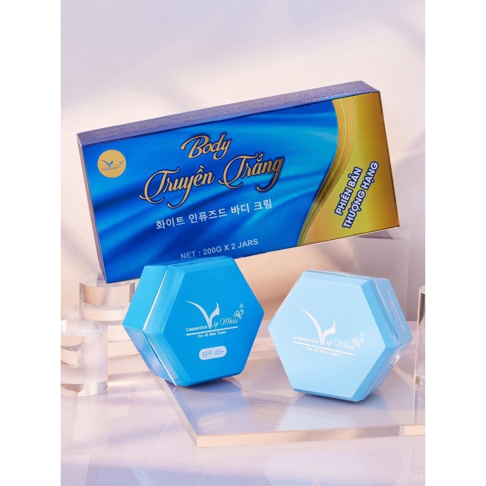 [TẶNG 1 GÓI TẨY TẾ BÀO CHẾT] Combo Kem Body Truyền Trắng Vip White Hàn Quốc