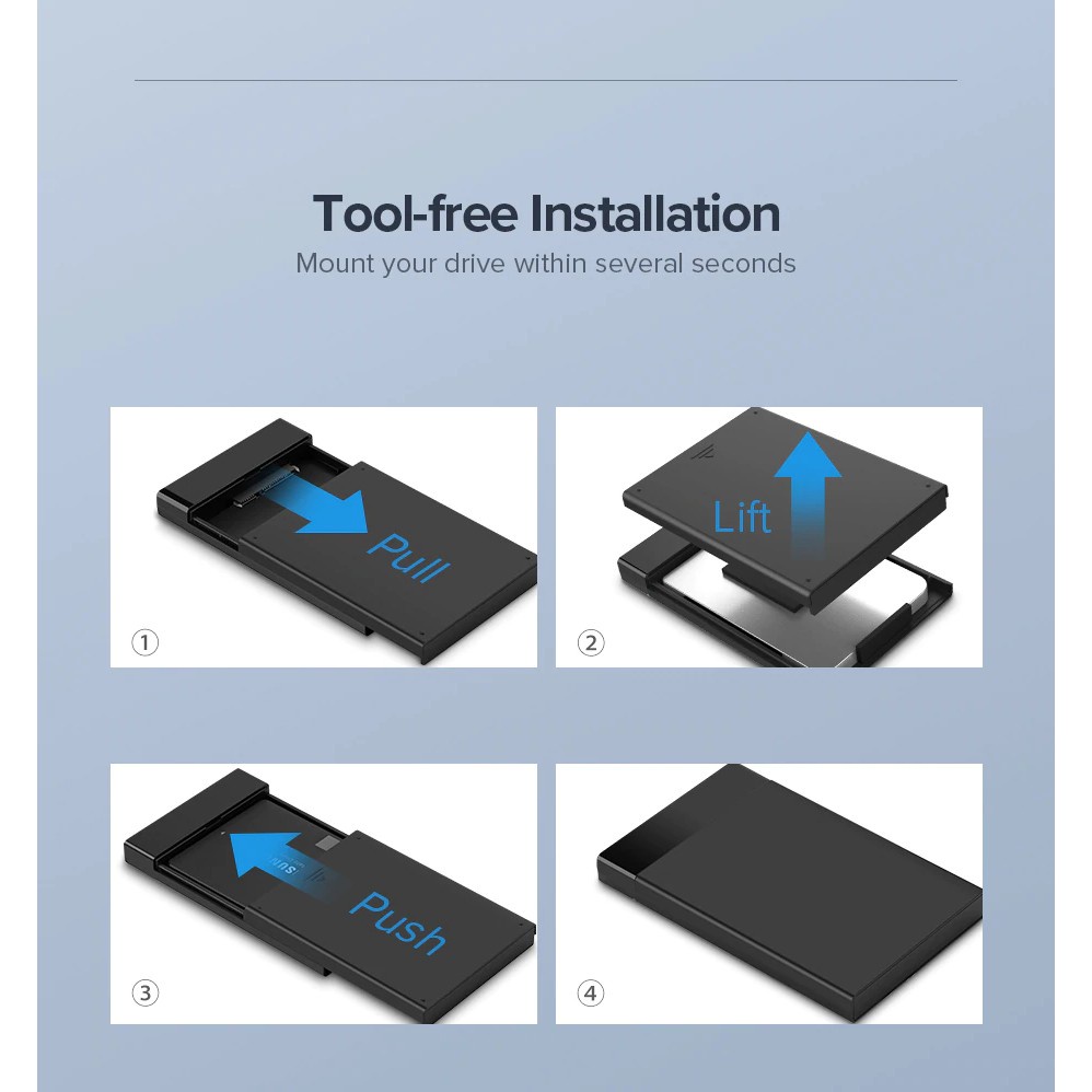 Hộp đựng ổ cứng 2,5inch SATA USB type-C Hỗ trợ 6TB Chính hãng Ugreen 50743 cao cấp