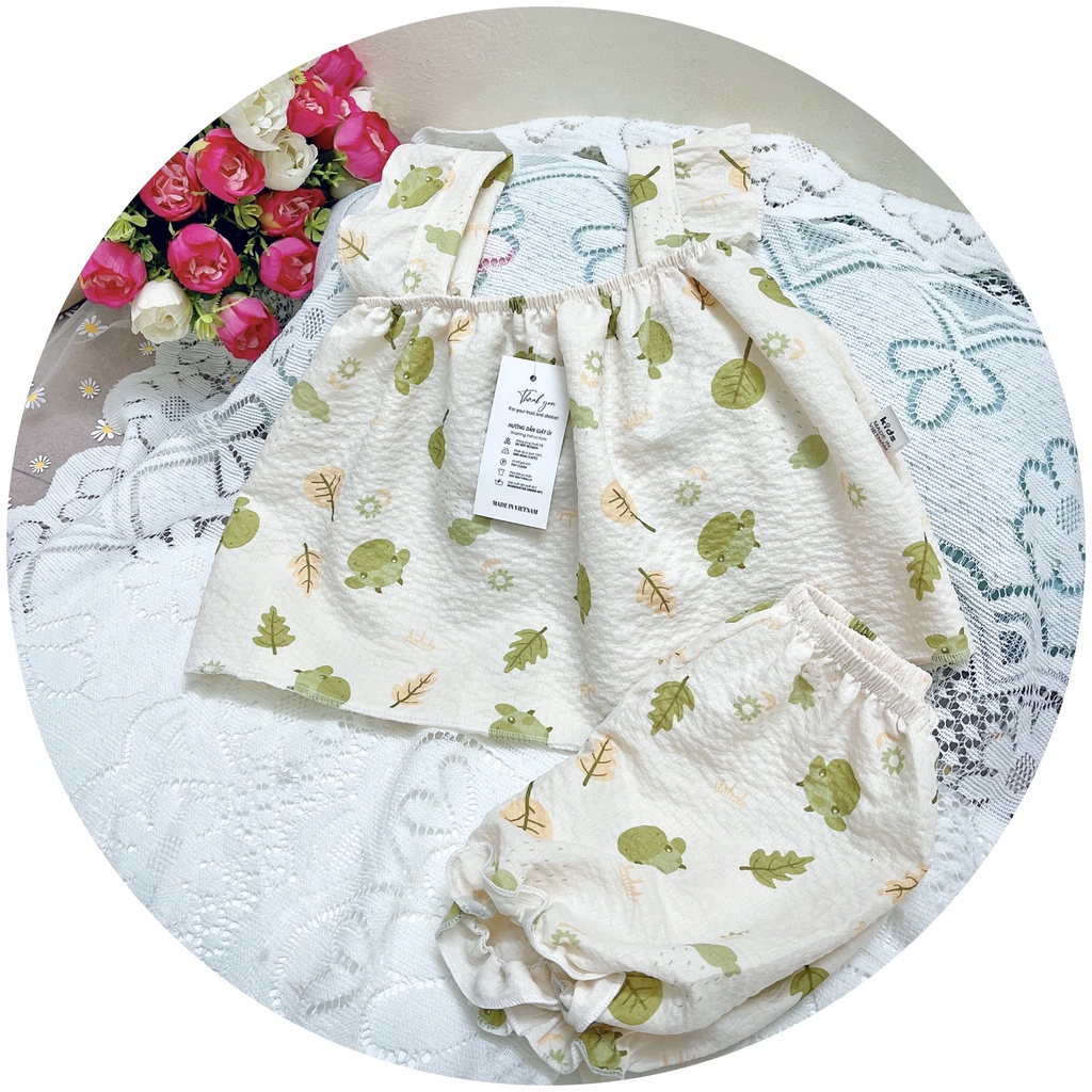 Quần áo bé gái - Bộ 2 dây cánh tiên vải đũi xốp siêu xinh cho bé gái