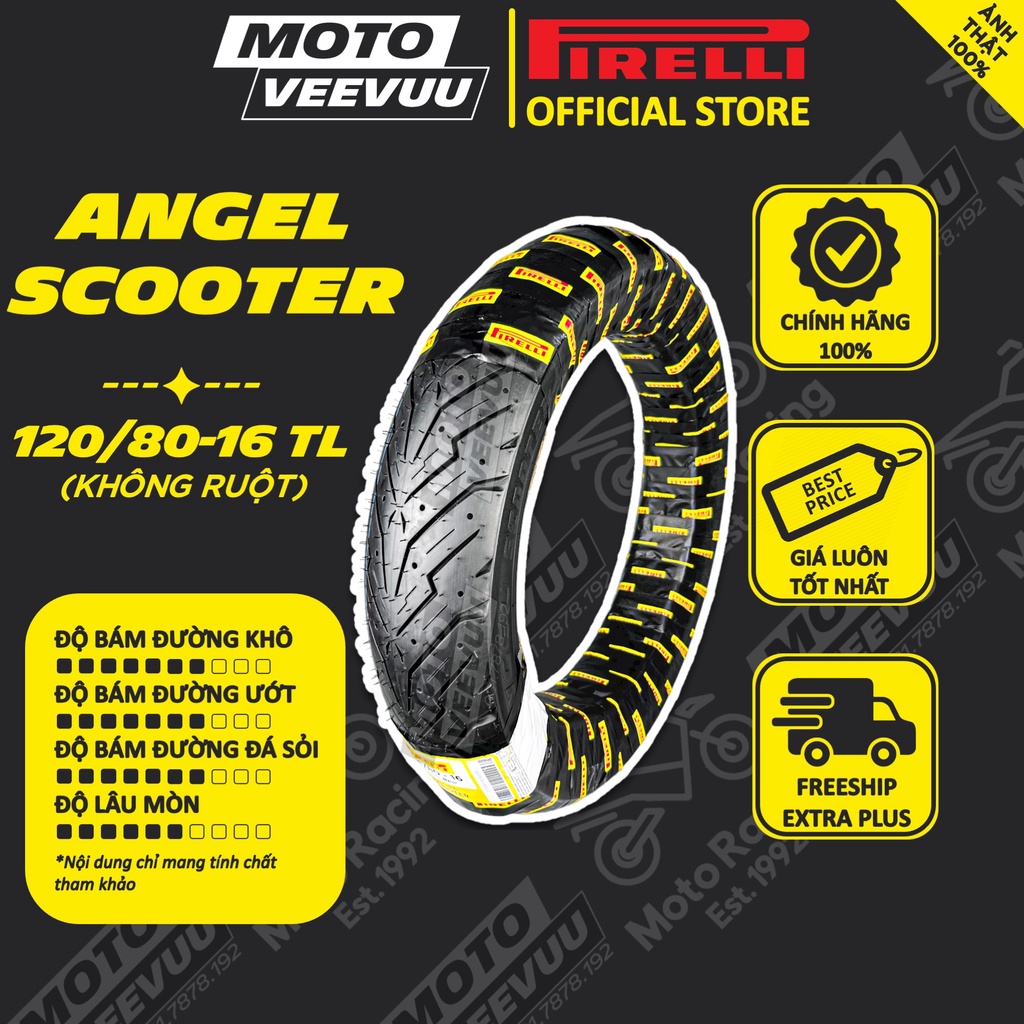 Vỏ lốp xe máy PIRELLI 120/80-16 TL Angel Scooter (Lốp không ruột)