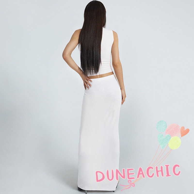 Bộ Áo Tank Top 2 Dây + Chân Váy Dài In Họa Tiết Thời Trang Cho Nữ