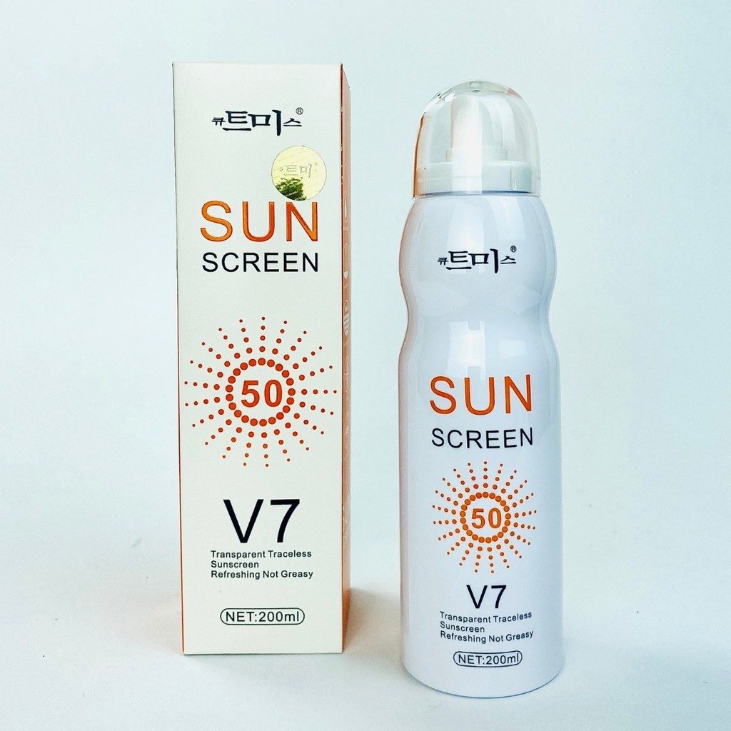 Kem chống nắng V7 SUN SCREEN SPF50 200ml - Xịt chống nắng trắng da, nâng tone, chống nước. Dạng xịt tiện dụng CN03 | BigBuy360 - bigbuy360.vn