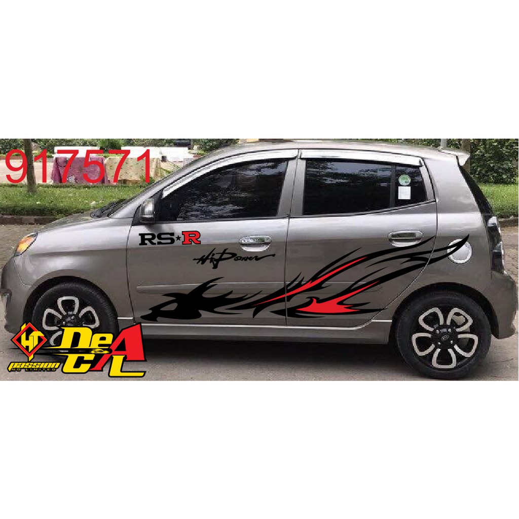 Tem dán sườn ô tô 4 chỗ Kia Morning - Decal ô tô siêu bền- 917571, 918200, 918234, 918432