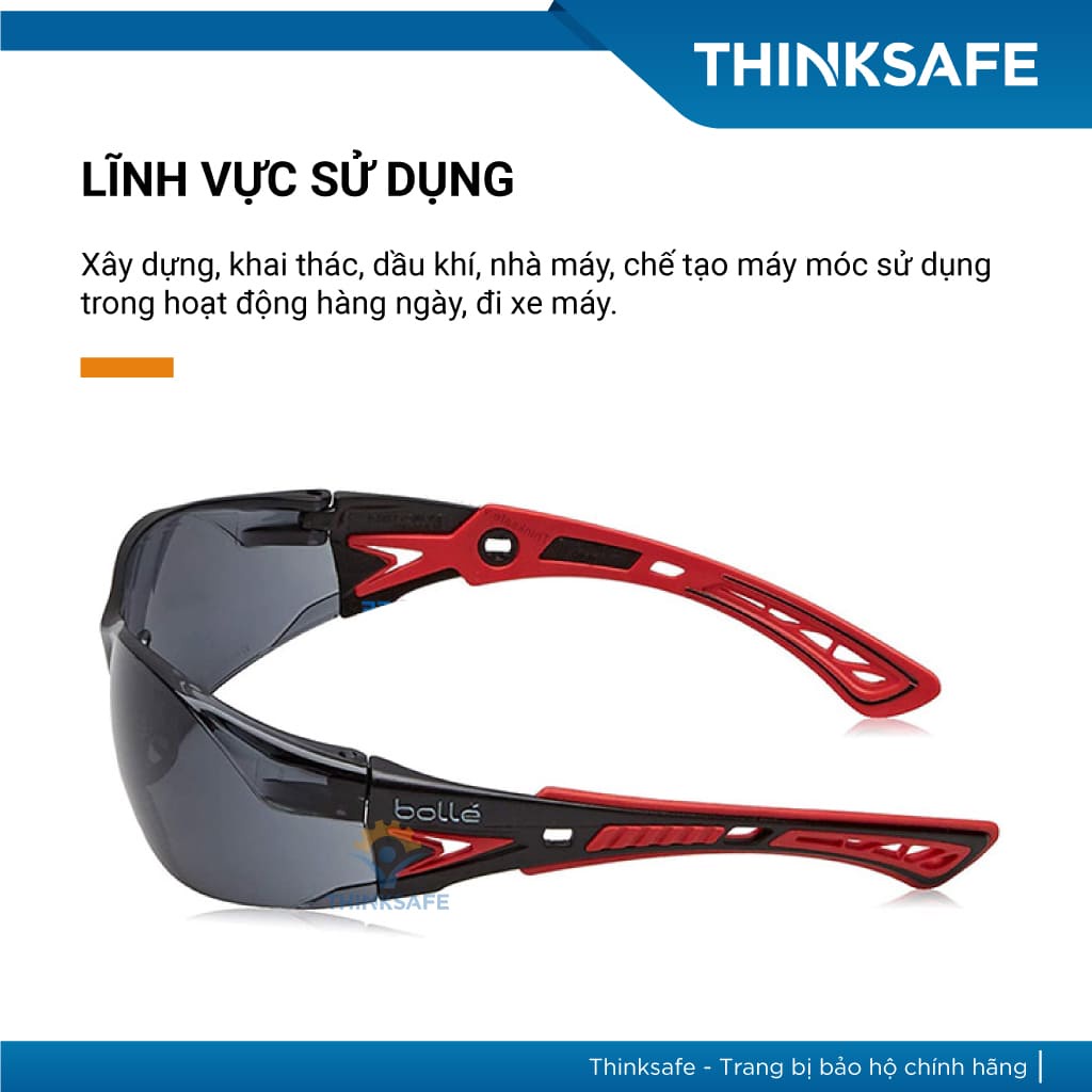 Kính bảo hộ Bolle Rush Plus chống bụi/ tia UV / bảo vệ mắt / kiểu dáng thời trang Kính bảo hộ chống bụi - THINKSAFE