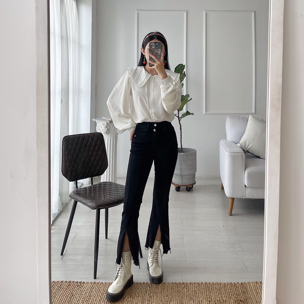 [ Miều ] Quần ống loe xẻ Long Jeans 553