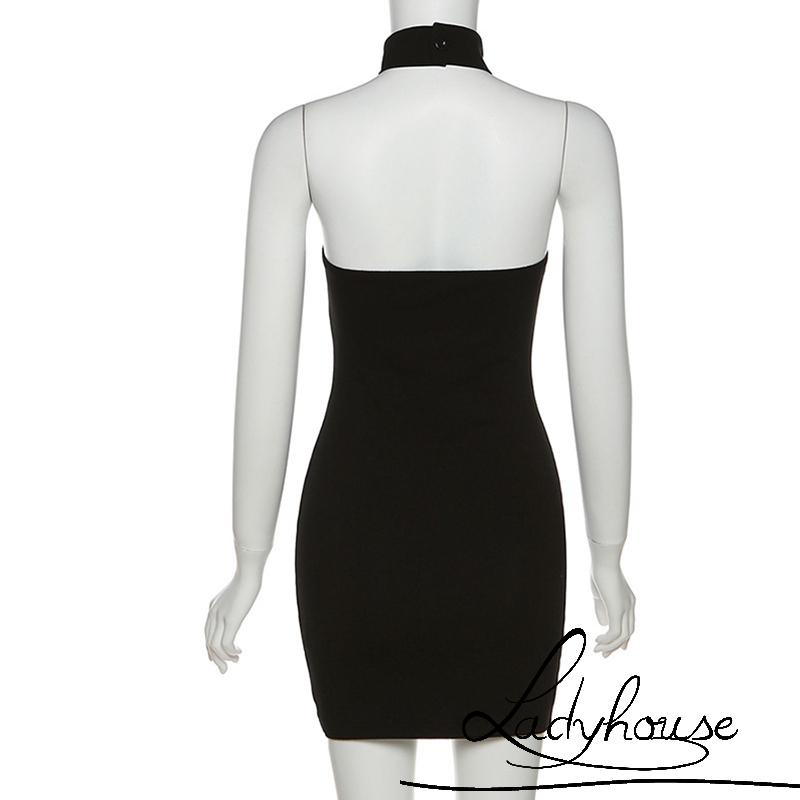 Ldd-đầm Ống Cổ Thuyền Không Dây Ghép Vải Lưới In Chữ Dành Cho Nữ