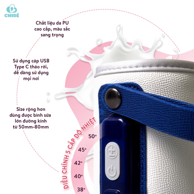 Bình hâm sữa, ủ bình sữa cho bé sơ sinh di động CHIBÉ CB016 cho bé, chính hãng - bảo hành 12 tháng