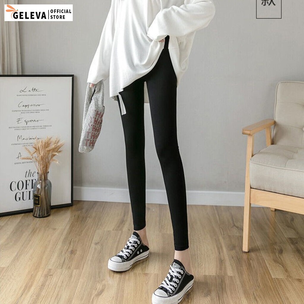 Quần legging nữ dài vải cotton co giãn ôm bó Geleva LEG521