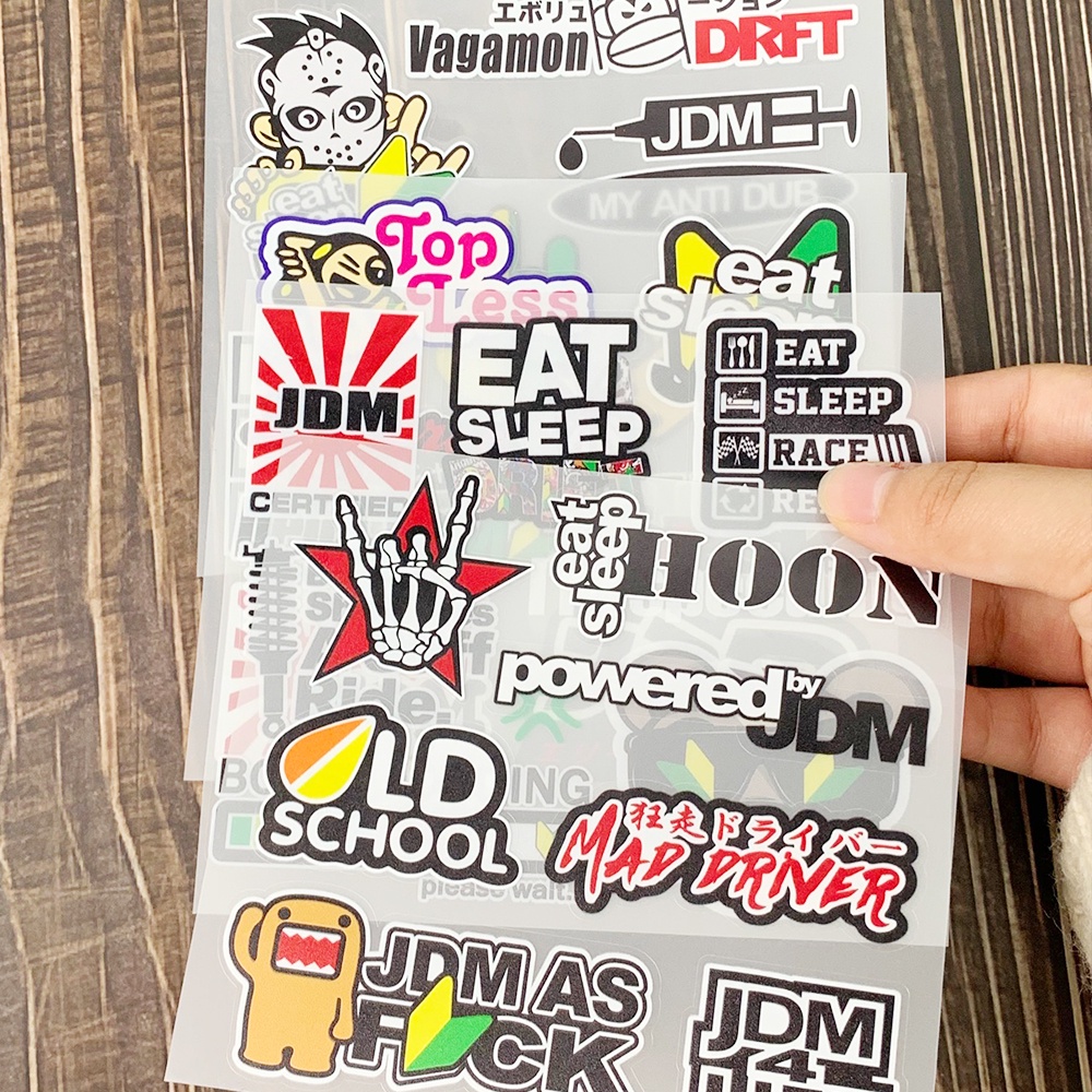 1 Nhãn Dán Logo JDM Chất Liệu PU Chống Nước Trang Trí Mũ Bảo Hiểm Xe Máy