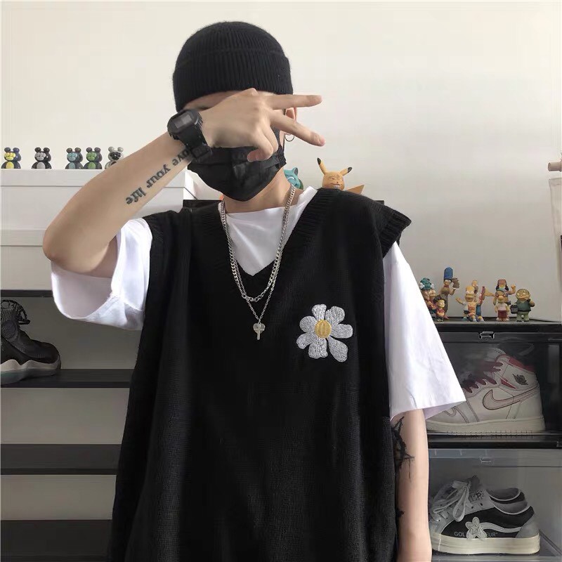 Áo gile unisex WIND form rộng thêu Hoa Cúc áo kiểu nam nữ oversize ulzzang | BigBuy360 - bigbuy360.vn