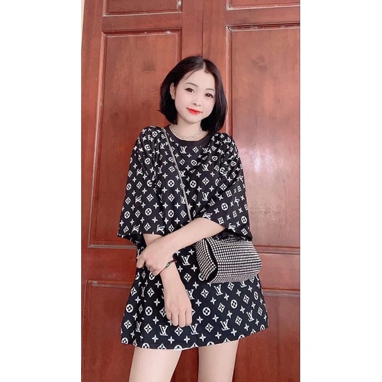 Áo Thun Tay Lỡ Họa Tiết In Kín CAMNHUNG Áo Thun Nam Nữ Unisex Hot Hit