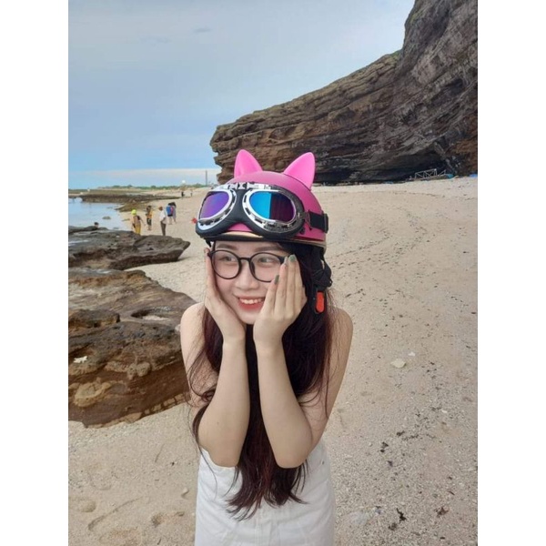 Tai mèo gắn mũ bảo hiểm Tai mèo trang trí mũ bảo hiểm dễ thương