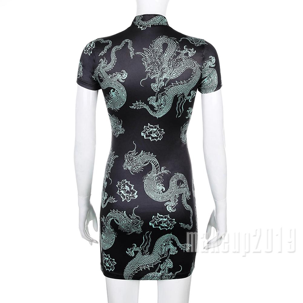 Đầm sườn xám cách tân hoạ tiết rồng thời trang sành điệu