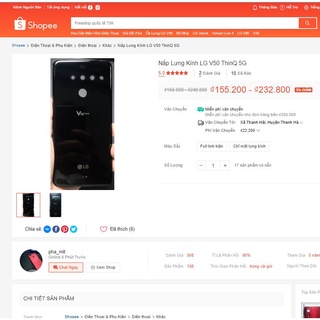 Nắp Lưng Kính LG V50 ThinQ 5G