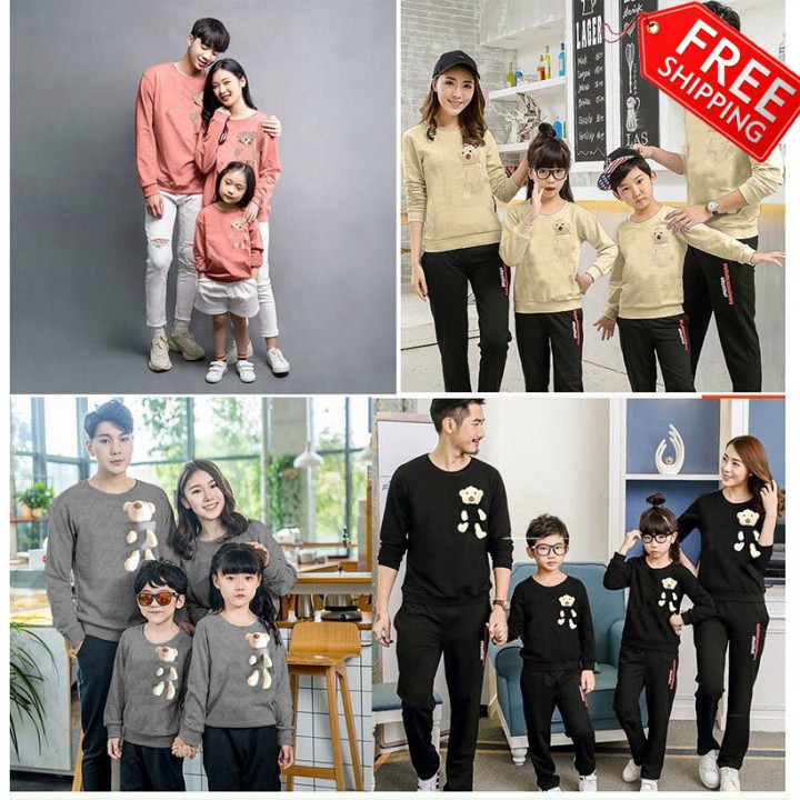 ÁO NỈ FORM RỘNG KÈM GẤU BÔNG SIÊU XINH CHO CẢ GIA ĐÌNH (SIZE BÉ VÀ NGƯỜI LỚN)