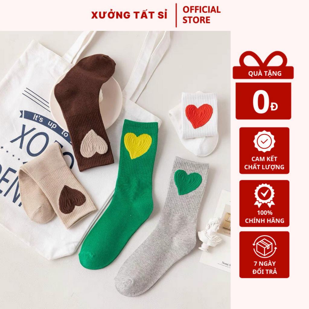 Tất / Vớ Cổ Cao Cực Đẹp Trai Tim 3D Nổi Sang Trọng Cotton 100% Chất Liệu Vải Mềm, Nhẹ, Co Giãn 4 Chiều, Thấm Hút Mồ Hôi