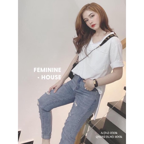 Áo cổ tim form rộng xẻ tà có túi cotton giấy-ÁO THUN QUẢNG CHÂU--ÁO CHẤT COTON MỀM MÁT FORM RỘNG GIẤU QUẦN PHONG CÁCH