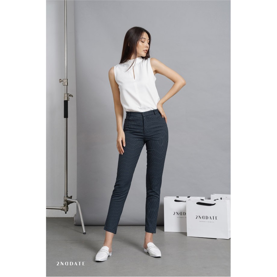 Quần Slim-fit nữ hoạ tiết kẻ 2NDDATE TR009NS