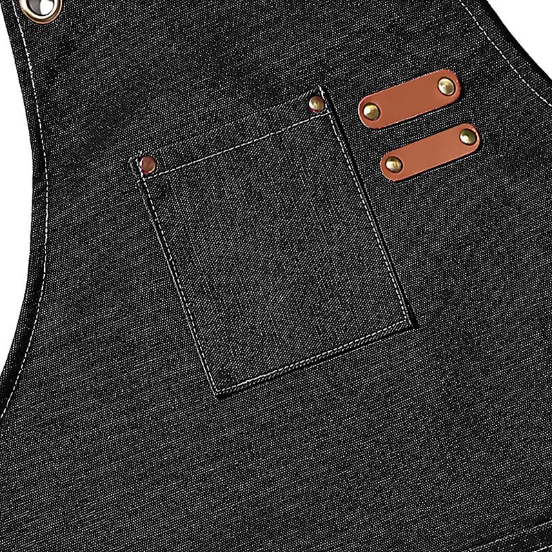 Tạp Dề Nấu Ăn Vải Cotton Canvas Dây Chéo Lưng Có Túi Lớn Có Thể Điều Chỉnh Size XXL (Đen)