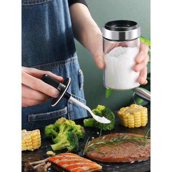 Lọ Đựng Gia Vị, Hũ Đựng Gia Vị Kèm Muỗng Mẫu Mới Cam Homeware