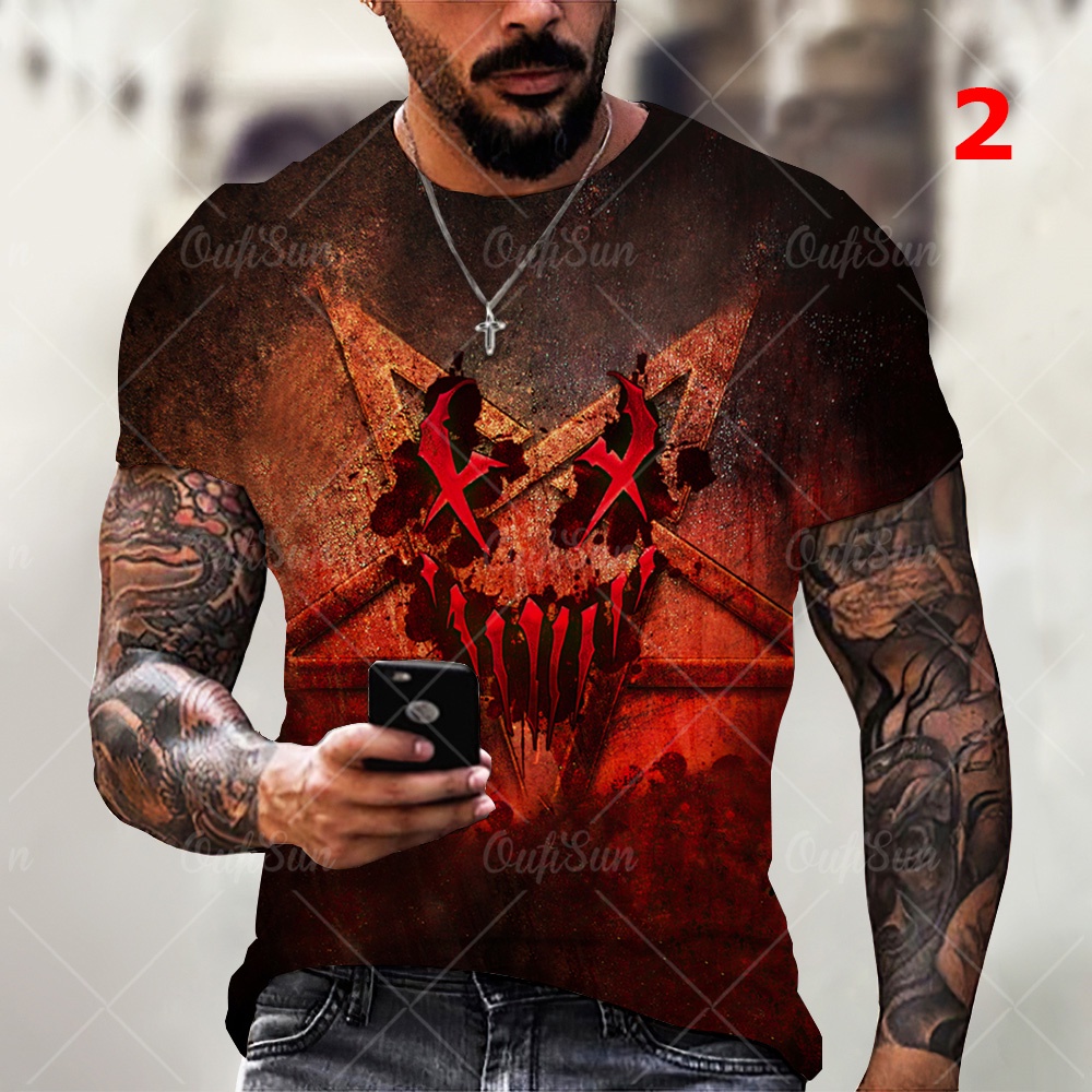 Áo Thun Tay Ngắn Cổ Tròn In Hình Biểu Tượng Cảm Xúc 3D Vui Nhộn Màu Đỏ Thời Trang Cho Nam XXS ~ 6XL