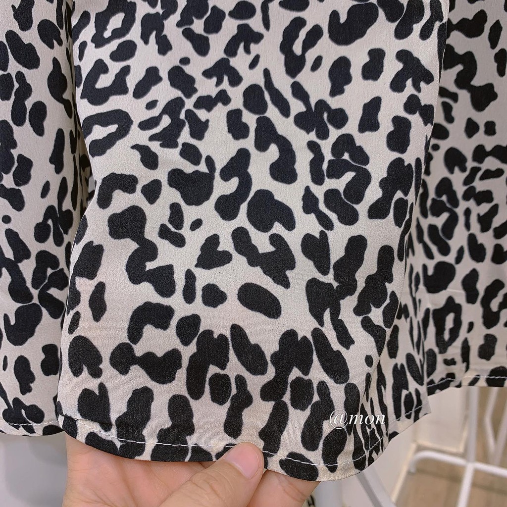 2101397 Chân váy midi nữ dáng xòe ulzzang họa tiết da báo freesize màu be đen xinh xắn | BigBuy360 - bigbuy360.vn