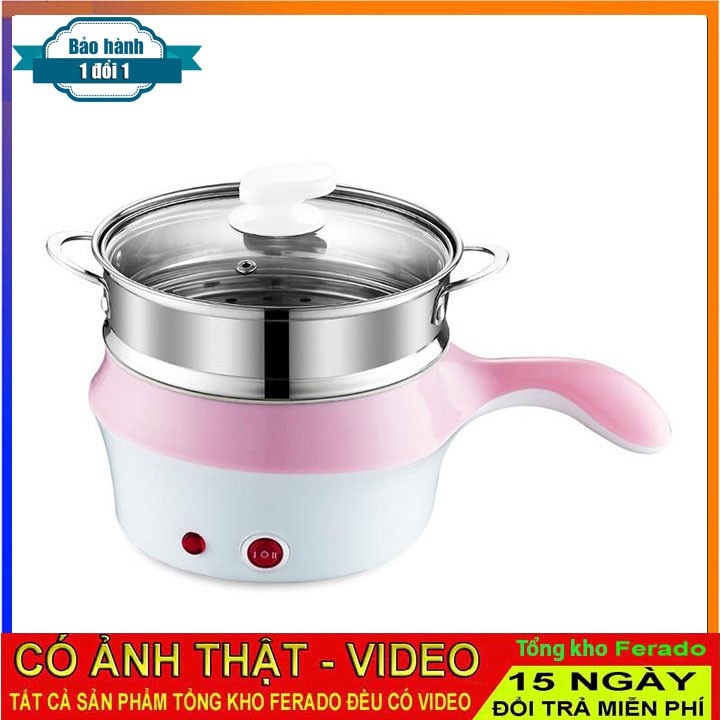 Nồi Lẩu Mini Đa Năng Kèm Giá Hấp Size 18cm, Nồi Lẩu Cầm Tay Mini Đa Chức Năng