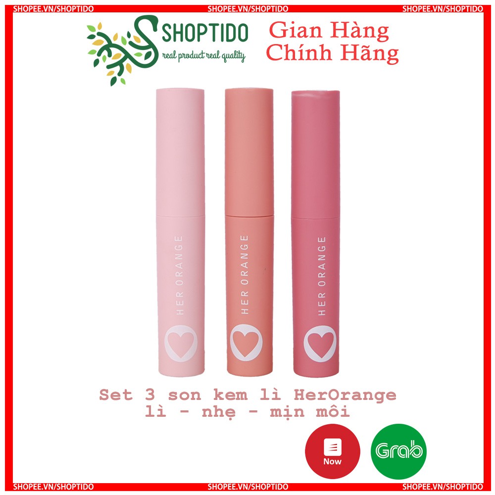 Set 3 son kem lì, mịn, nhẹ môi Her Orange 3C x-slim lip gloss kit NPP Shoptido