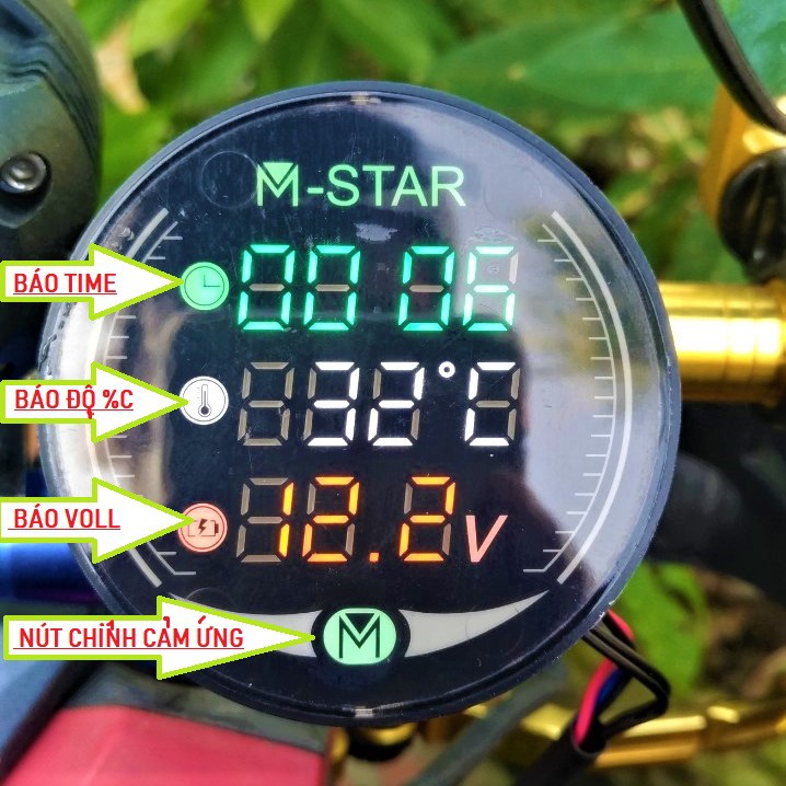 ĐỒNG HỒ BÁO VOLL XE MÁY 3 IN 1 KOSO STAR HÀNG XỊN LẮP CÁC LOẠI XE MÁY