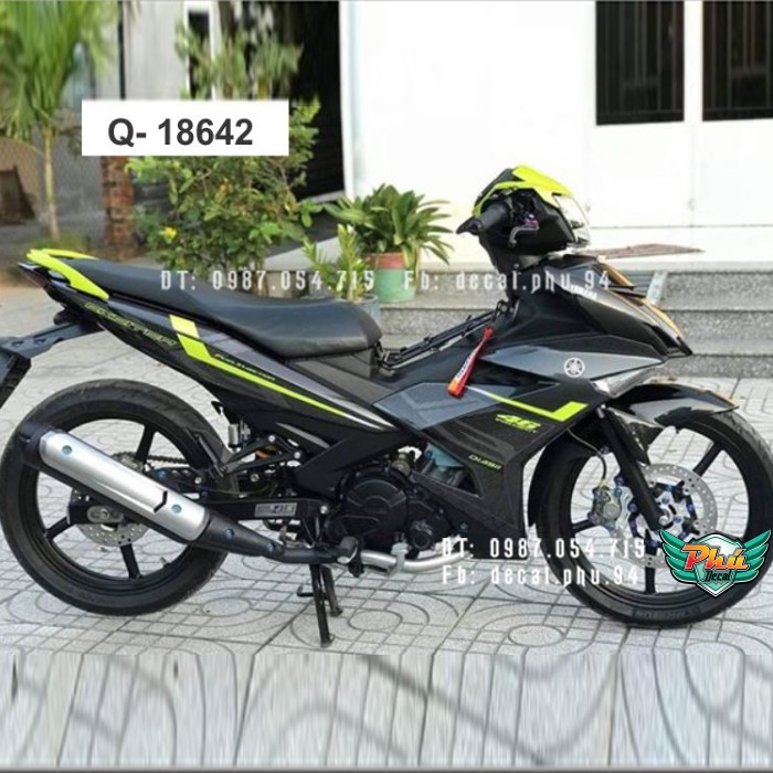Tem rời Exciter 150 xe đen chỉ xanh chuối 1