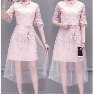Đầm ren xòe phối tùng lưới