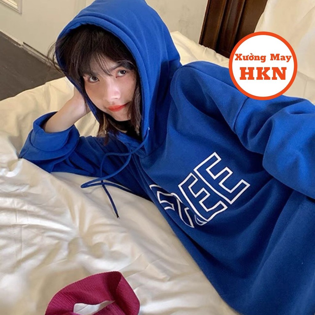 Áo Hoodie Nam Nữ Màu Xanh In Chữ Free Chất Nỉ Ngoại Dày Mã 794 Xưởng May HKN