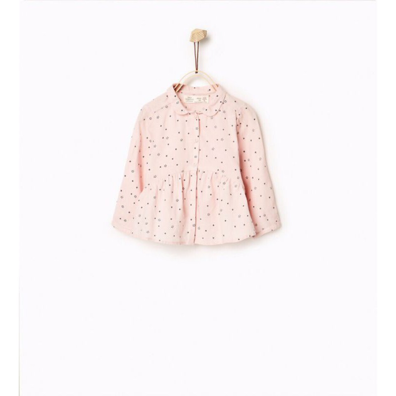 Áo sơmi Zara hoạ tiết sao Hồng cho bé gái siêu đẹp