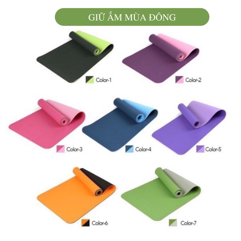 Thảm tập thể dục thảm tập yoga chống trượt Thảm tập GYM tại nhà tập thể dục Chất liệu tpe 2 lớp chống trơn tuyệt đối 6mm | BigBuy360 - bigbuy360.vn