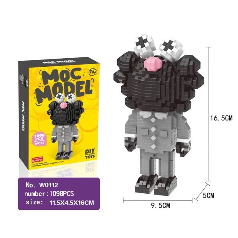 Bộ Đồ Chơi Lắp Ráp Hình Búp Bê KAWS Nano Sáng Tạo