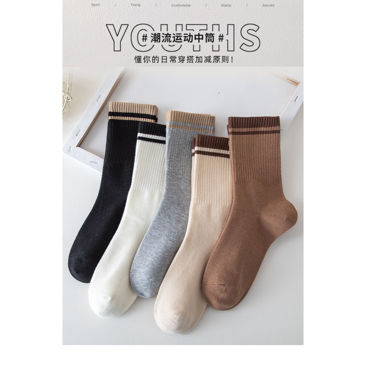 Vớ cotton Cổ Cao Co Giãn Phong Cách Hàn Quốc Chất Lượng Cao Cho Nam Và Nữ