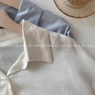 Áo sơ mi linen trơn dài tay