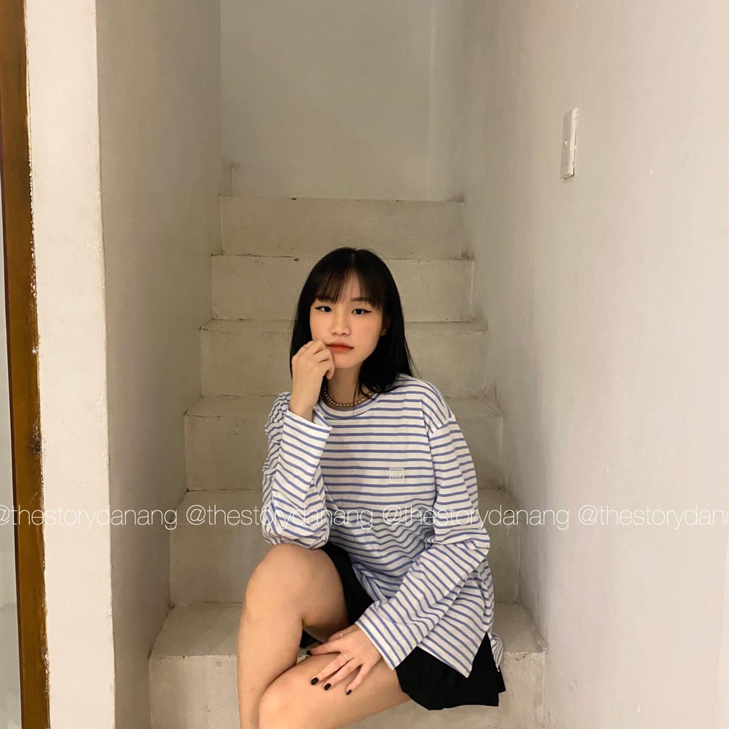 [Mã FAMARAL1 giảm 10K đơn 50K] [STORY MADE] [STR] Áo pull sọc ngang logo su A1568