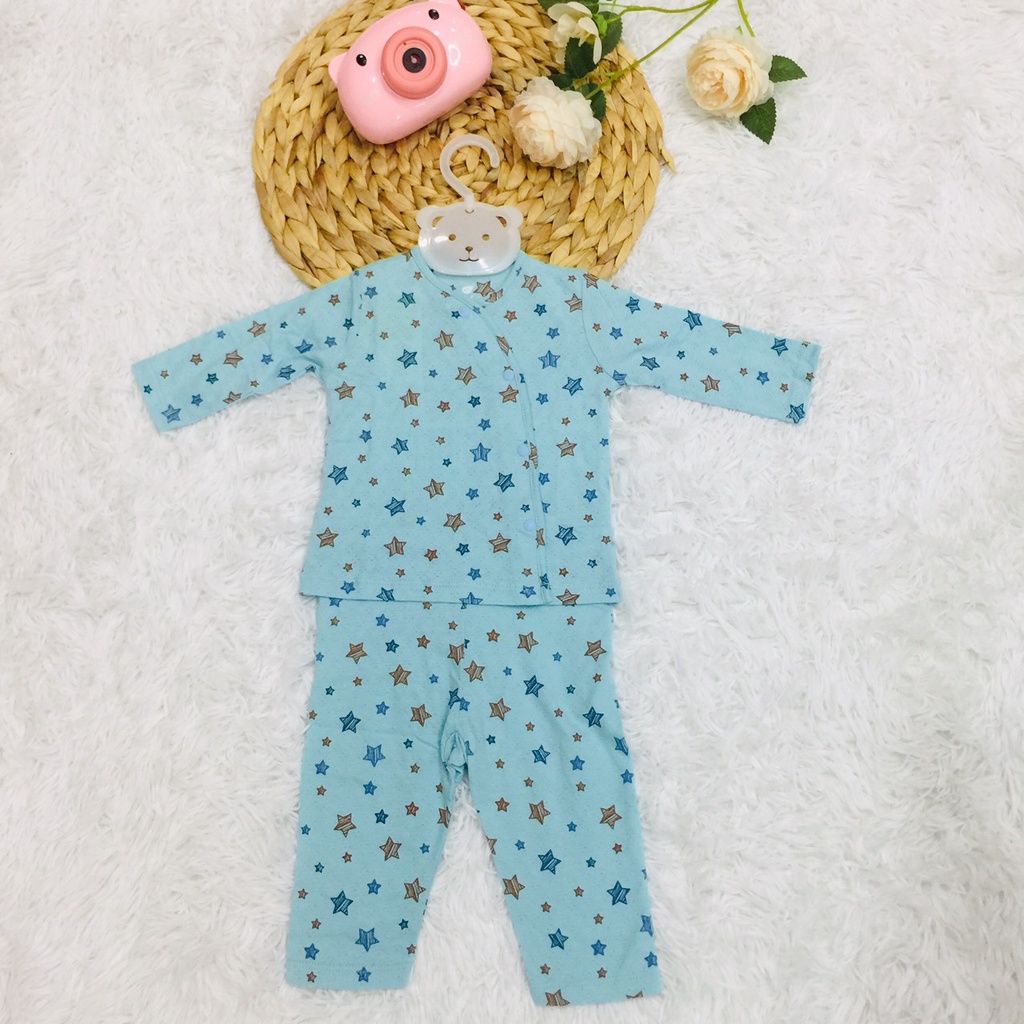 Bộ quần áo sơ sinh thu đông dài tay cài lệch cho bé trai bé gái Lullaby Nhật Hoa Lamiha sale sốc size 0-6M