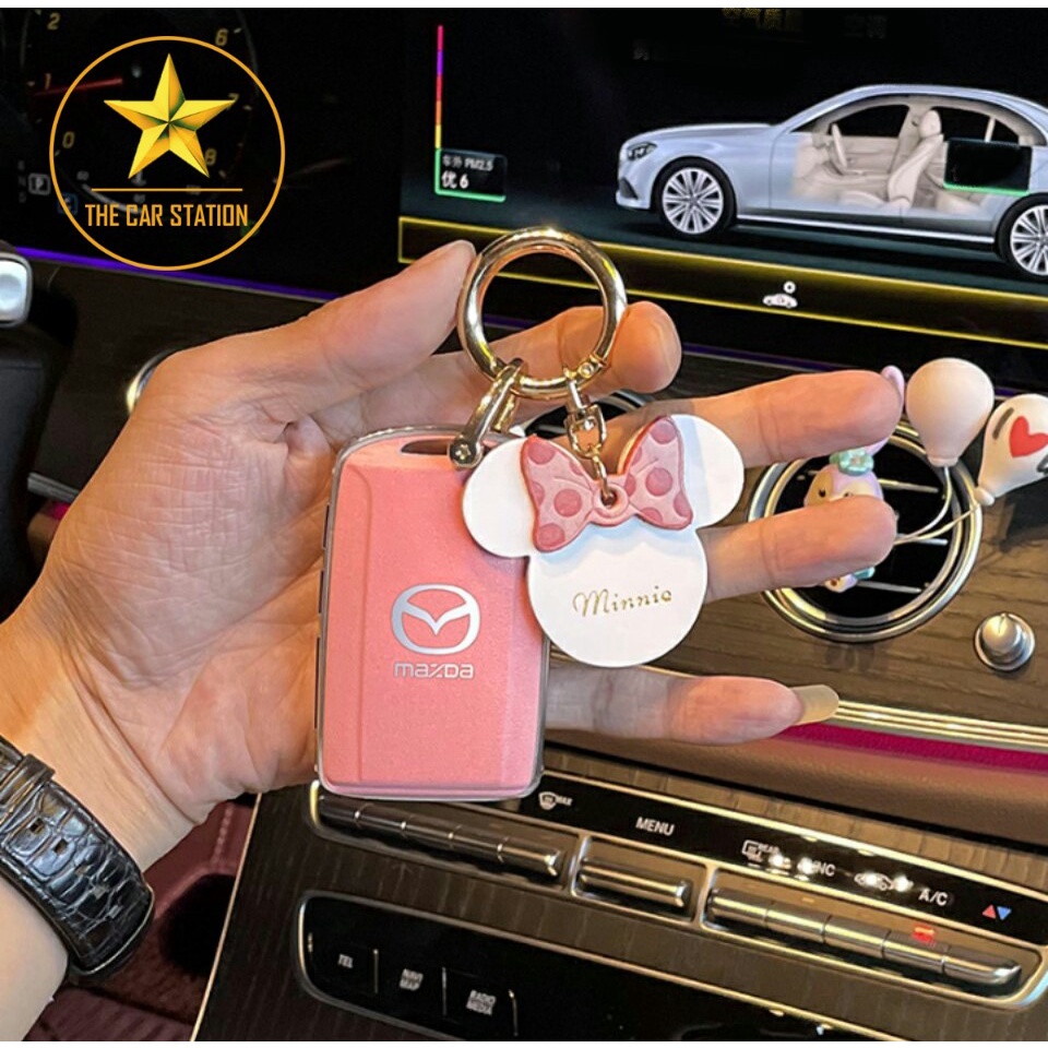 - Ốp đính đá bọc chìa khóa xe hơi ô tô Mazda 2 3 6 - Mazda CX 3 - CX 5 - CX 8 - CX 30 -  Bao da chìa khóa-Mẫu 93