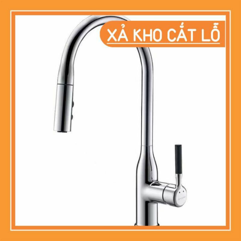 [SIÊU ƯU ĐÃI] Vòi rửa bát nóng lạnh dây rút inox cao cấp sáng bóng, sang trọng có nút điều chỉnh