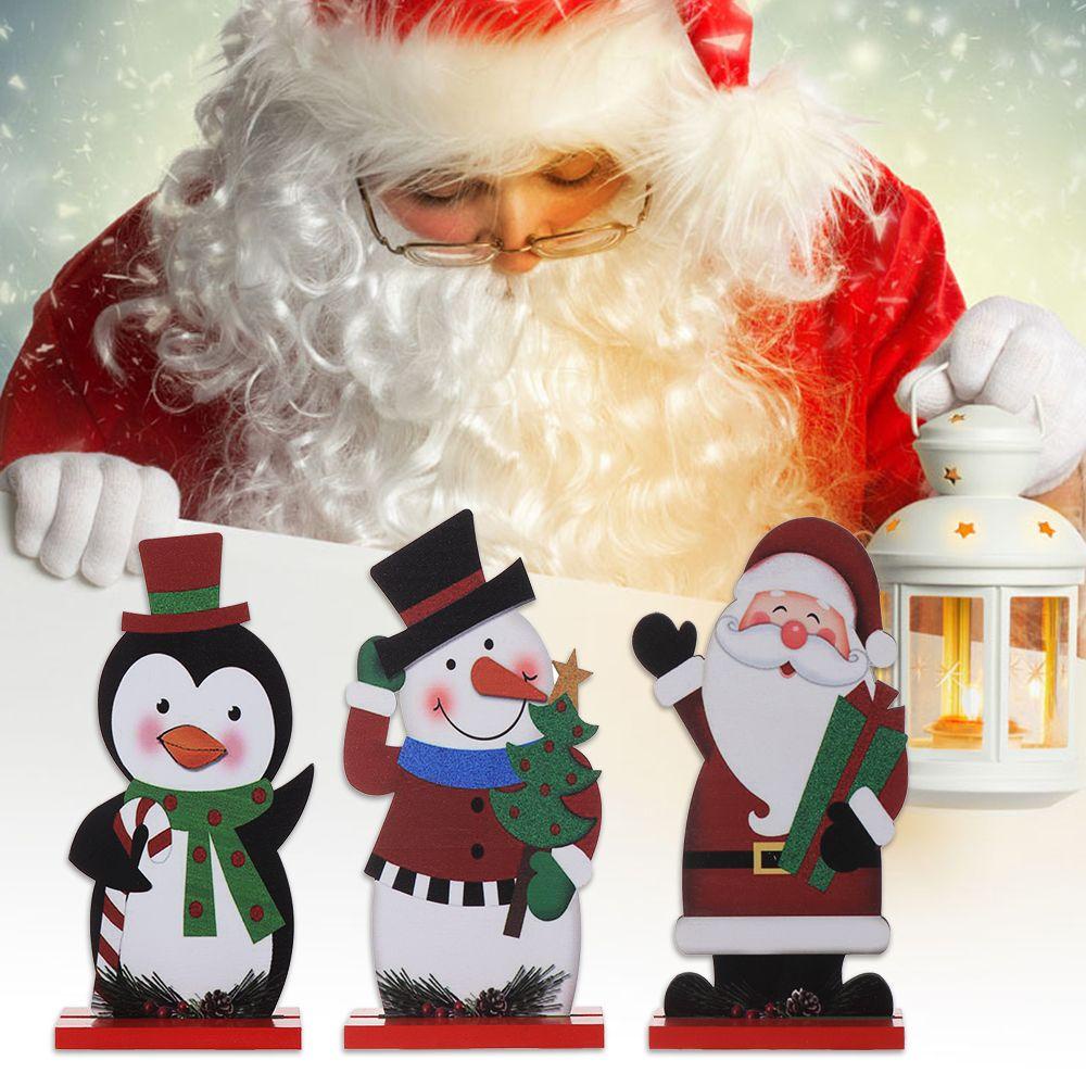 Phụ Kiện Trang Trí Giáng Sinh Hình Tuần Lộc / Ông Già Noel Bằng Gỗ DIY