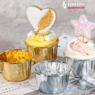 Lốc 100c Cupcake Giấy Xếp Vàng Bạc Đáy 5cm