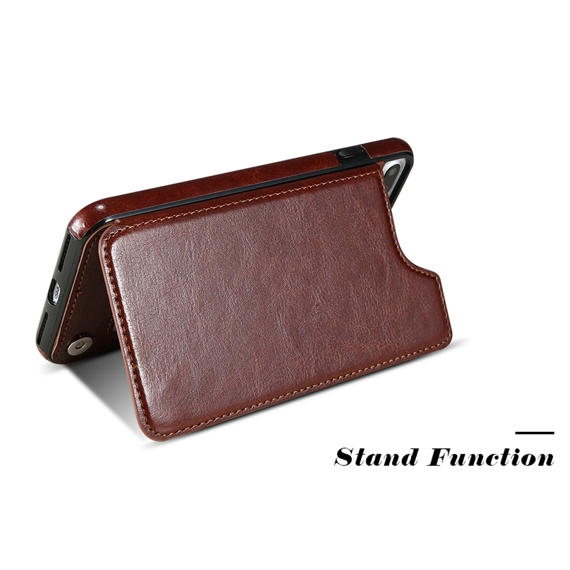 Bao da PU nắp gập có khe đựng thẻ/tiền kiêm giá đỡ cho iPhone 6 6S 7 8 Plus X 11 Pro Max