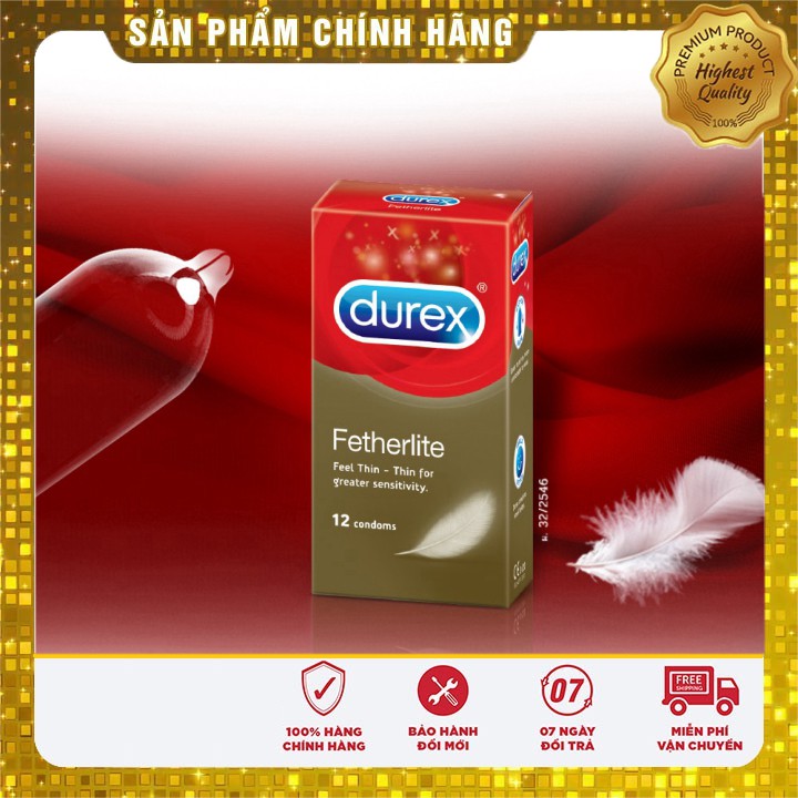 [CHÍNH HÃNG] Bộ 2 bao cao su Durex Fetherlite 12 bao/hộp + Tặng 2 hộp cùng loại