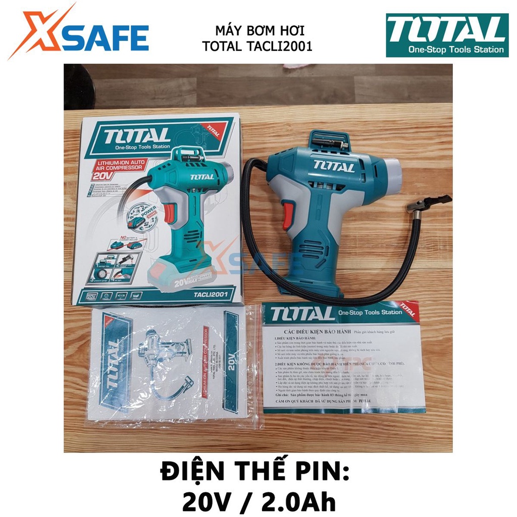 Máy bơm hơi tự động dùng pin TOTAL TACLI2001 áp suất tối đa 160PSI - Không kèm theo pin và sạc - chính hãng