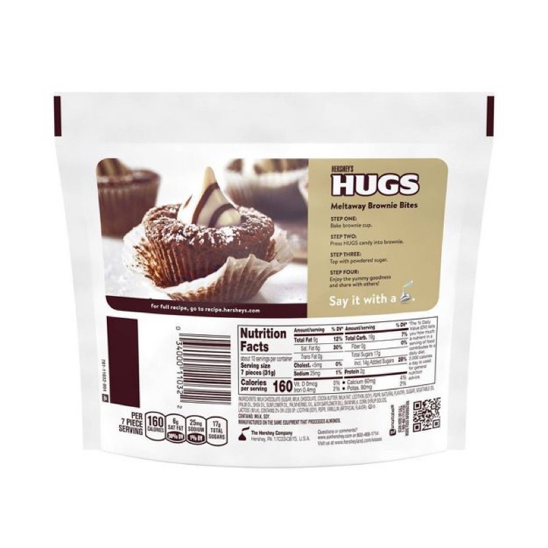 Kẹo socola Mỹ Hershey's Hugs túi 300g