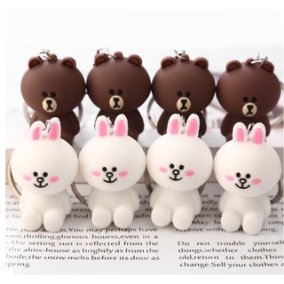 Móc khóa thỏ Cony và gấu Brown (cao su loại 1)