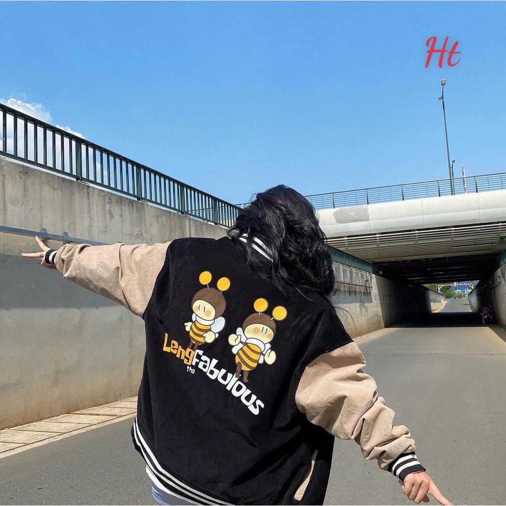 Áo Bomber nhung phối tay đôi Ong HTH0921