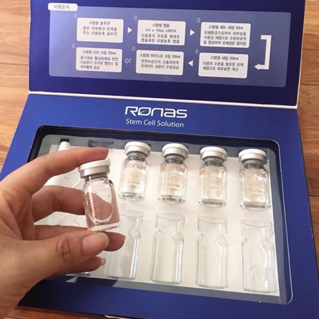 Serum tế bào gốc Ronas Stem Cell Solution hộp 10 ống giúp phục hồi , tái tạo da